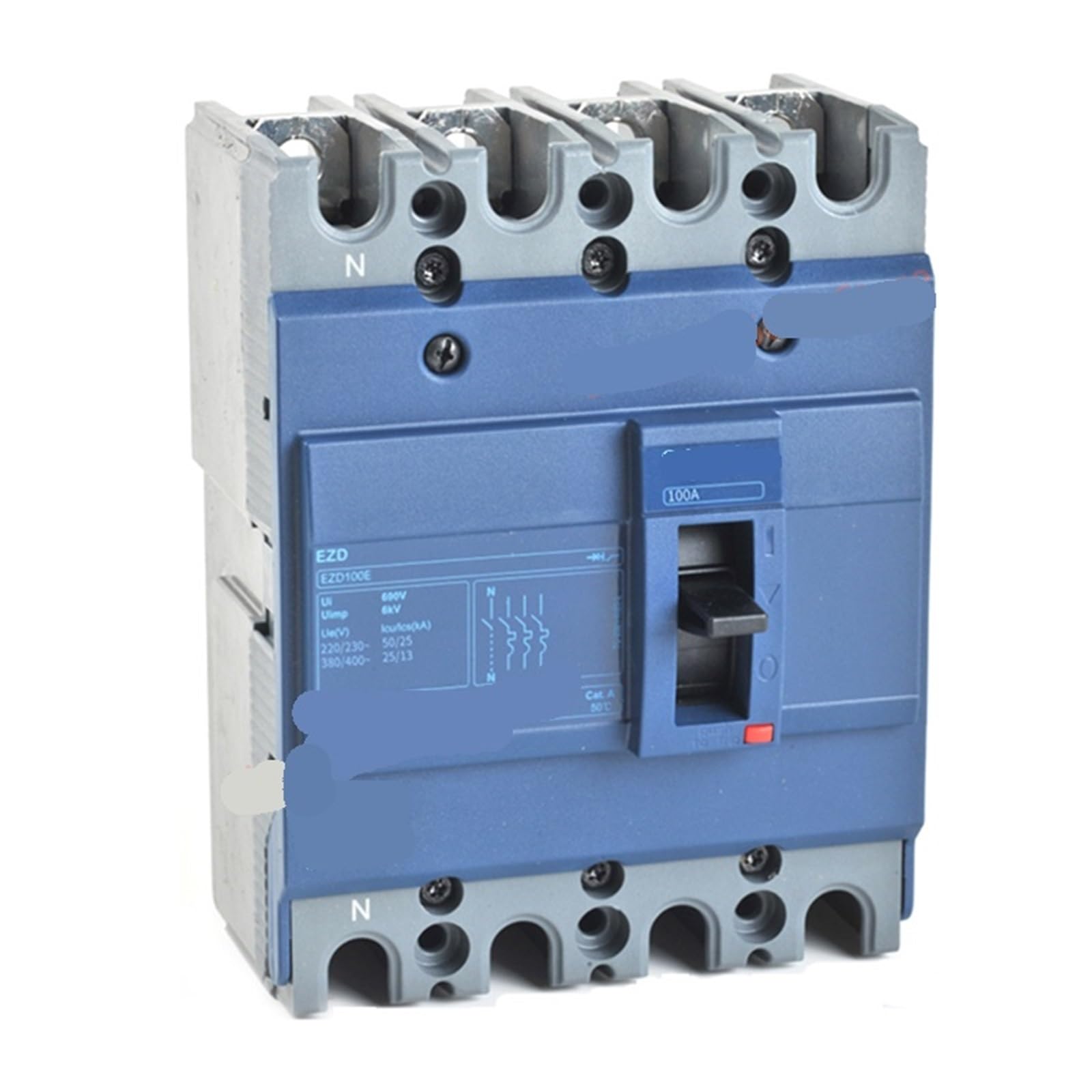 Disjoncteur de protection 4P 10kA coupure triphasée sûre boîtier moulé EZD100F