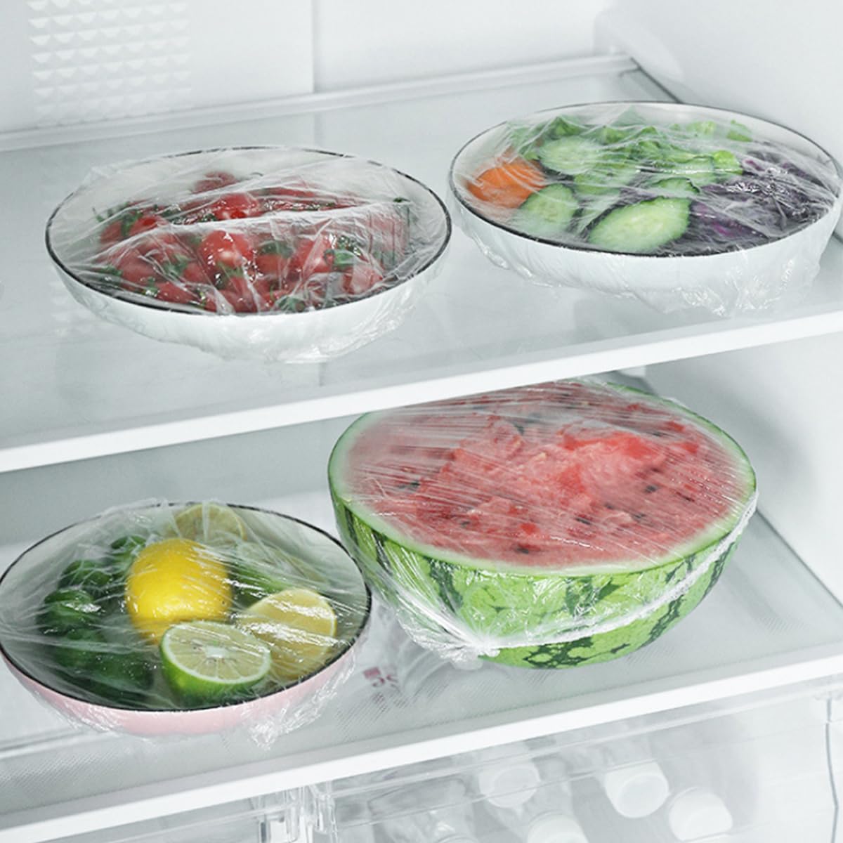 500pezzi Pellicola Protettiva monouso Saran per Alimenti, Sacchetti riutilizzabili in plastica Elastica per conservare la freschezza, per Picnic e Cucina