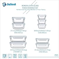 Vista 2 de 18 recipientes de vidrio para almacenamiento de alimentos con tapas, recipientes de vidrio para preparación de comidas, recipientes