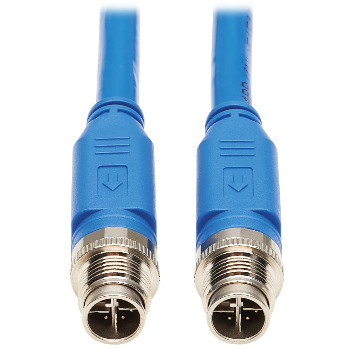 tripp lite m12 x-code cat6a shielded ethernet cable, 10g f/utp cmr-lp (m/m), ip68, 60w power over ethernet, blue, 6.6 feet / 2 meters, lifetime manufacturer's warranty (nm12-6a1-02m-bl)