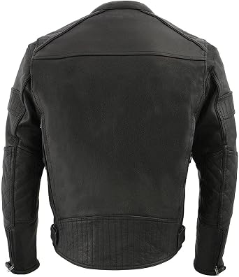Milwaukee Leather Men's Black Cowhide Quilted Pattern Scooter Style Racing Jacket MLM1545