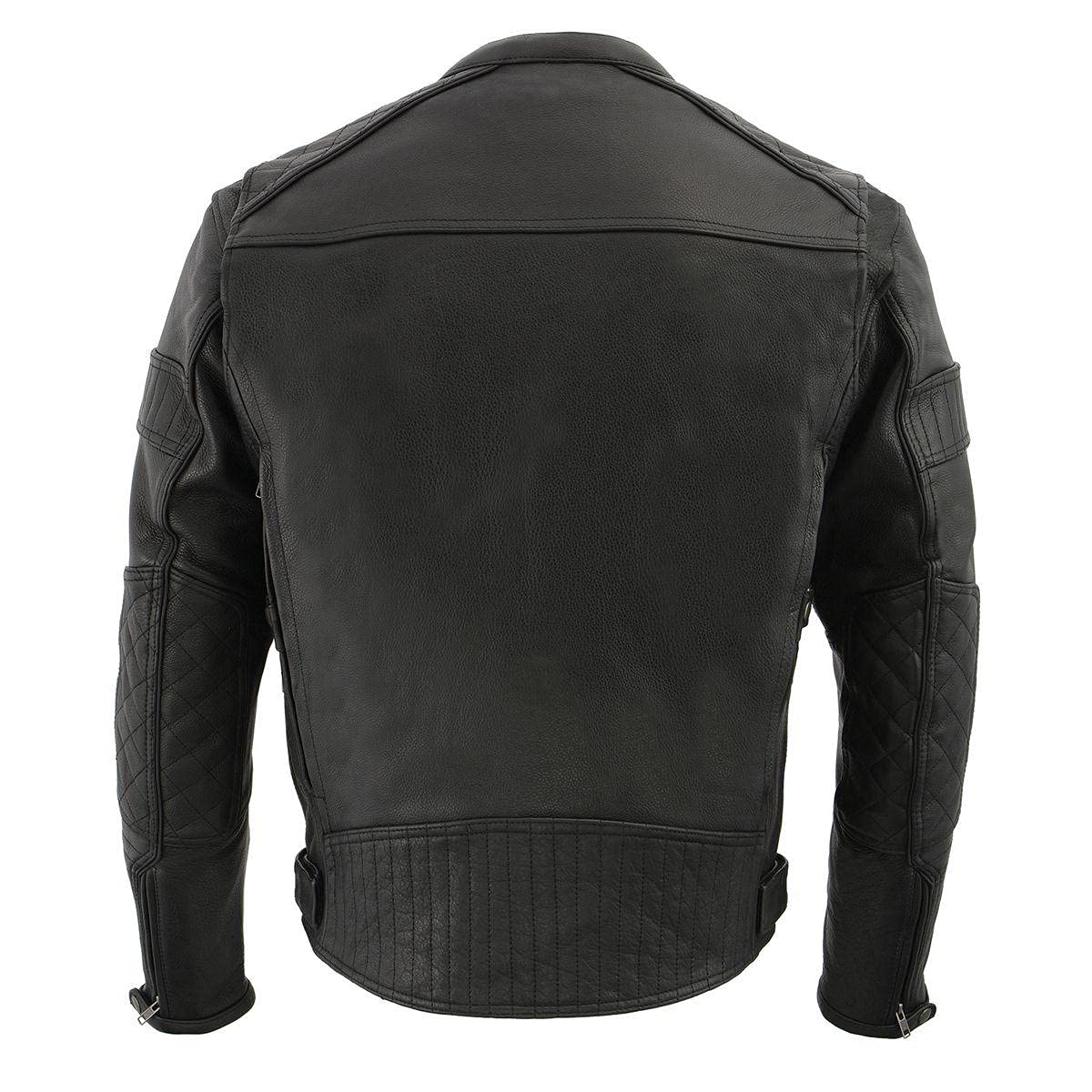 Milwaukee Leather MLM1545 Men's Quilted Pattern Triple Vent Black Leather Scooter Jacket - Medium