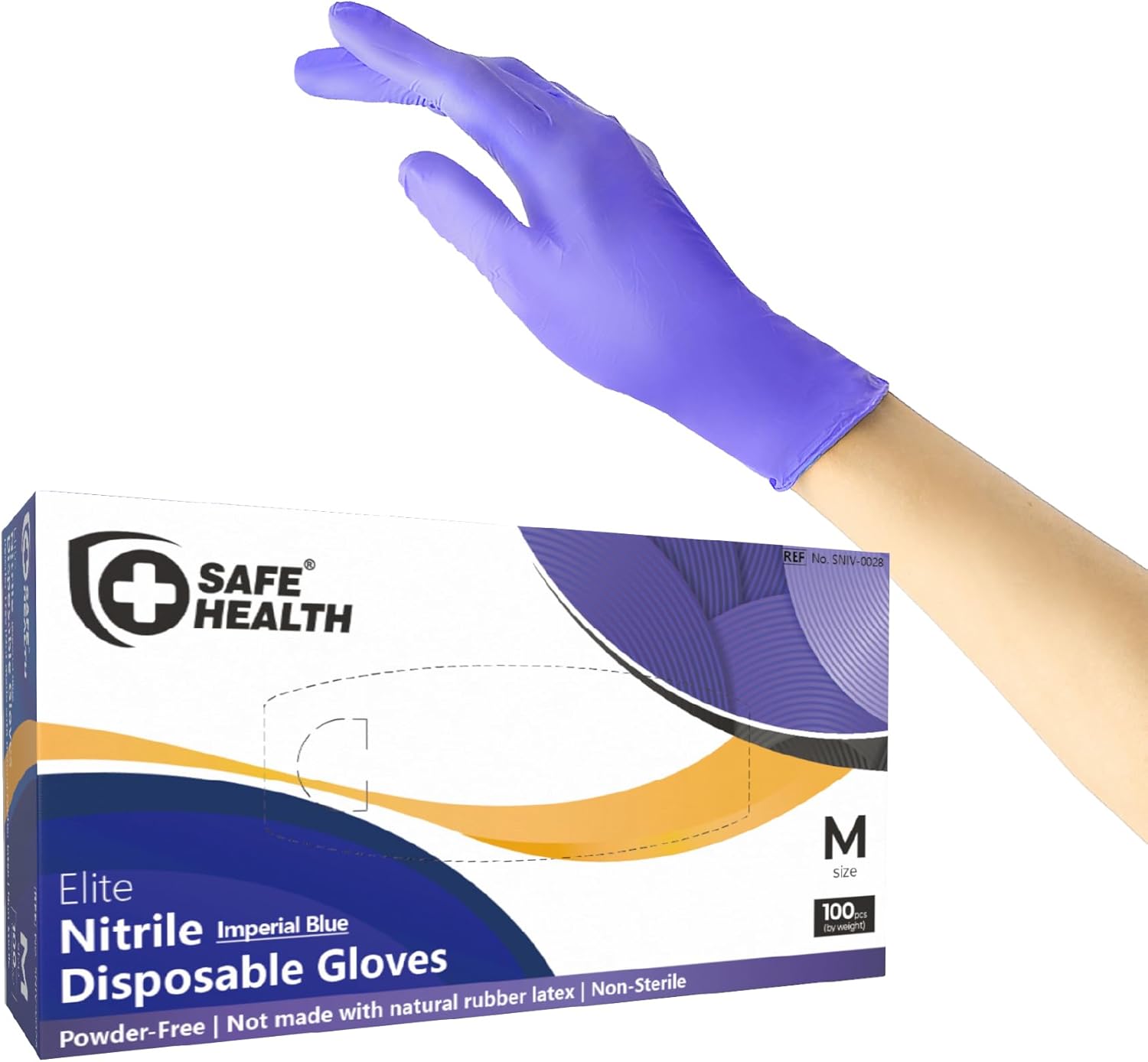 Safe Health Nitrile Imperial Blue Disposable Gloves, 4.5Mil, Powder & Latex Free