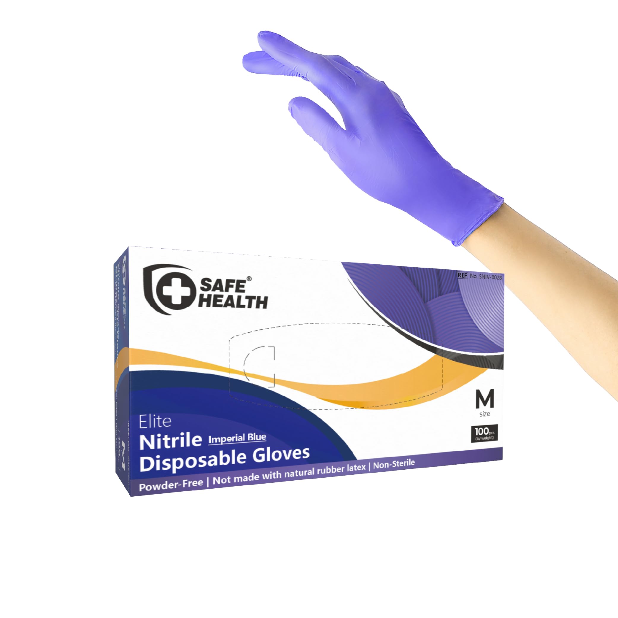 Safe Health Nitrile Imperial Blue Disposable Gloves, 4.5Mil, Powder & Latex Free