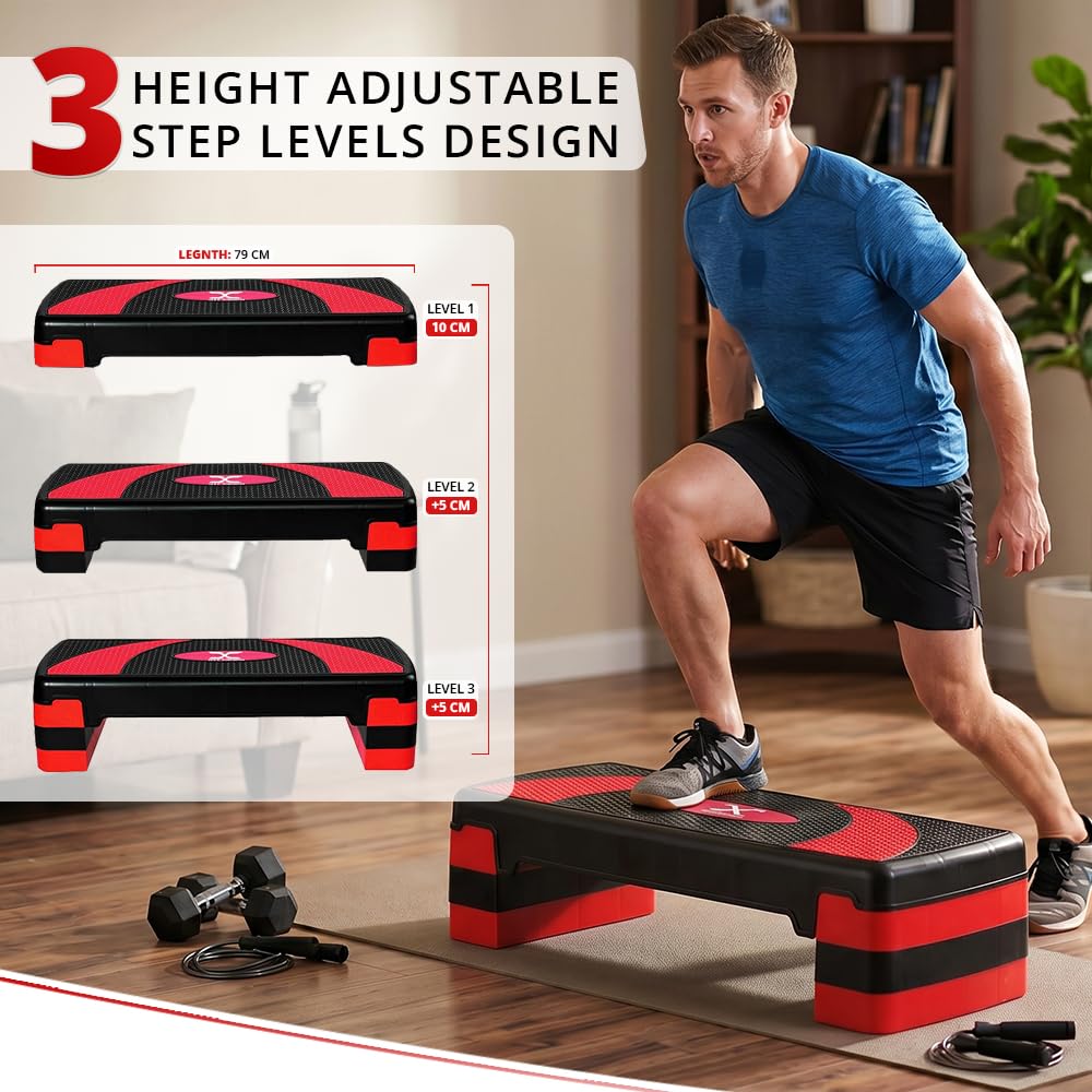 Maxstrength aérobic Stepper Cardio Fitness Step Board-3 niveaux Home Gym exercice Bloc