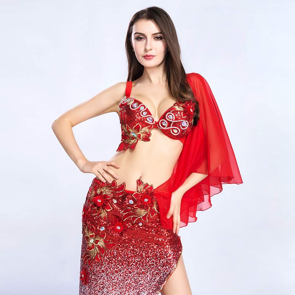 ROYAL SMEELA Belly Dancer Costume for Women Belly Dancing Skirt Sequin Sexy Belly Dance Bra and Shawl Carnival Outfit - Image 5
