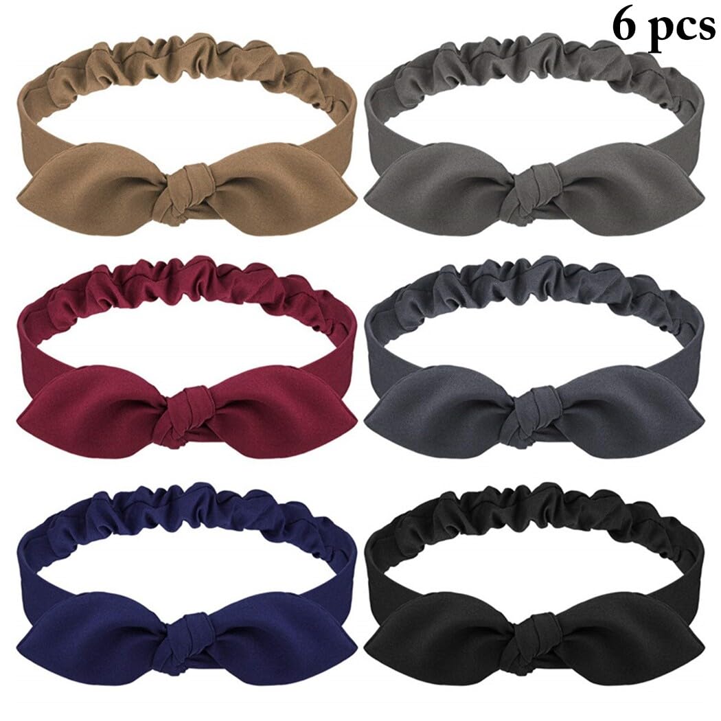 Diademas elásticas con nudo para mujer, 6 bandas de pelo de tela con lazo, accesorios de moda