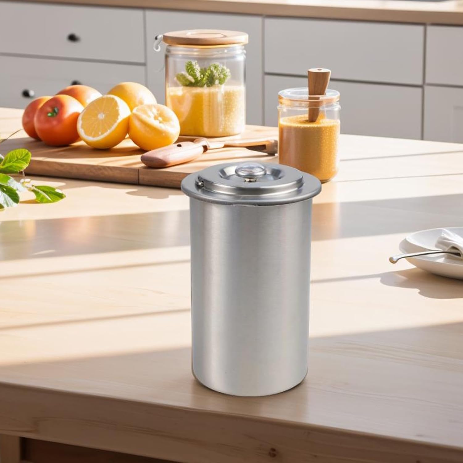 Stainless Steel Ham Press with Thermometer for Homemade Deli Meat, 17x10x10cm, Includes Lid and Spring Lid, Food-Grade Meat Stamping Machine