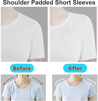 Women 2 in 1 Built-in Shoulder Pads False Shoulders Vest for Dress Shoulder Clothing,Beige2-Large