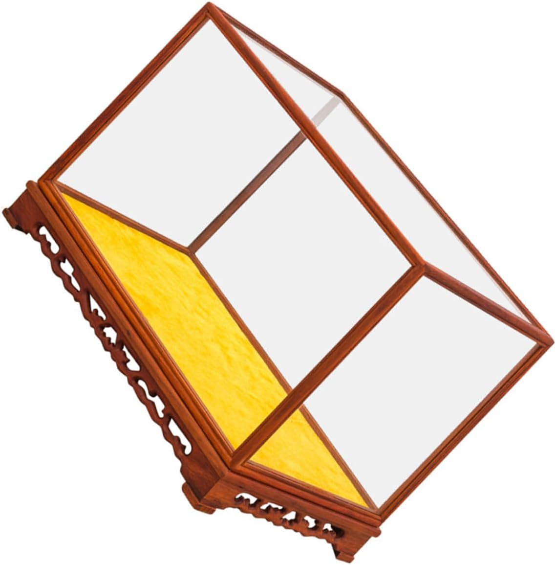 ABOOFAN Antique Peg Board Display Case with Glass Cover Dustproof Showcase for Collectibles Stable Solid Wood Storage Box for Figurines and DIY Models Space Saving Countertop Protector