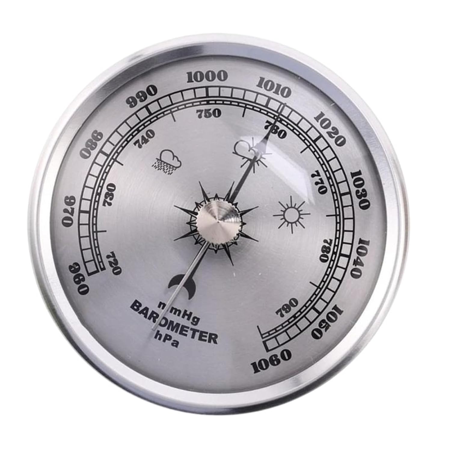 Dial Type Barometer 70mm Analog Barometer with Classical Design for Weather Monitoring and Outdoor Activity Stainless Steel Construction(Silver)