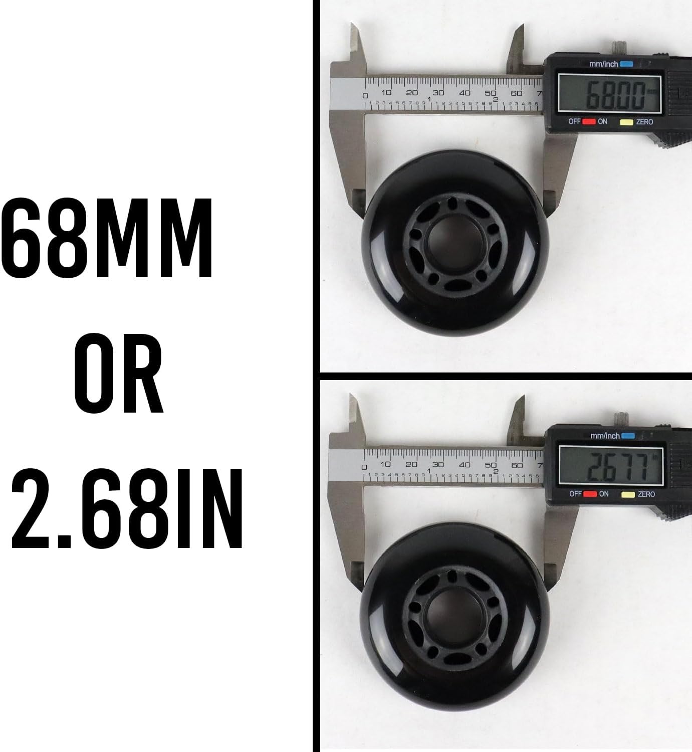 Player's Choice Inline Skate Wheels 68mm 82A Black Outdoor Roller Hockey 8 Pack -ABEC 5 Bearings