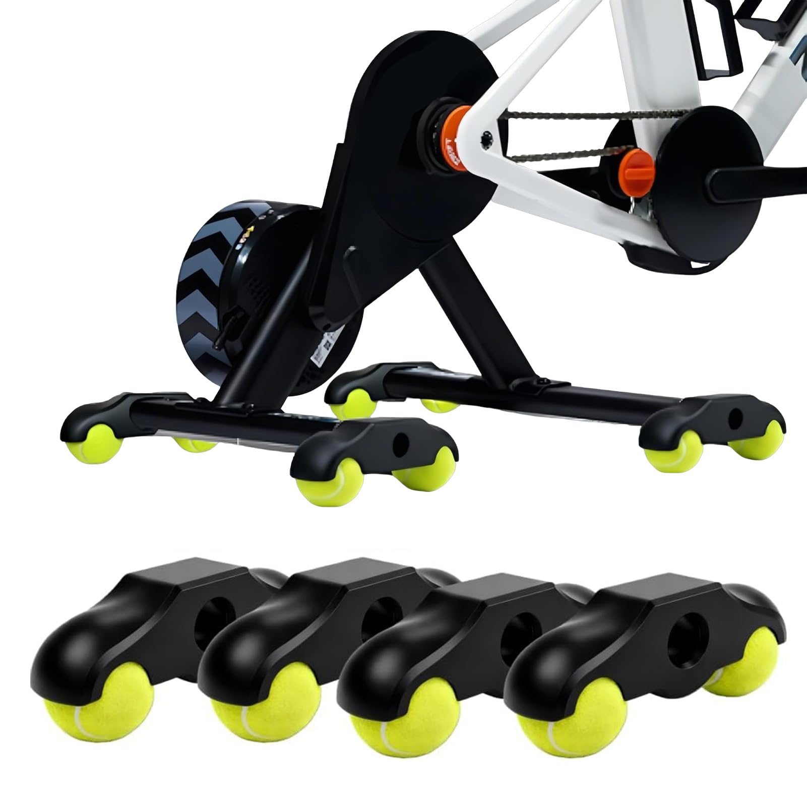 MeYuxg 4 Pieds Rocker Plate Feet avec 8 Balles de Tennis,Adaptateur de Pieds de Bascule à vélo à l'intérieur, Rocker Plate Feet Portable pour Wahoo Kickr Core 2,Home Trainer,Zwift Ride