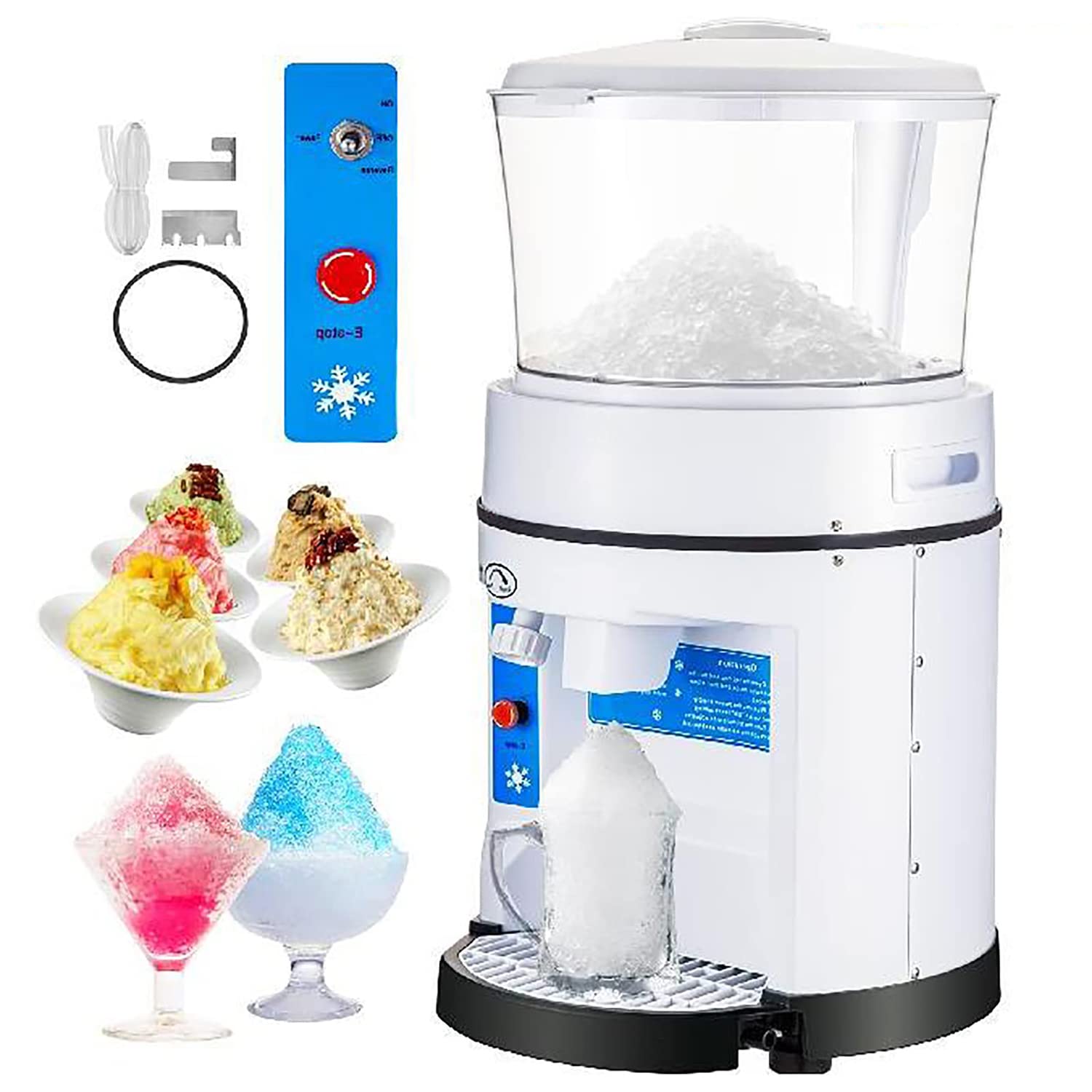 JODAISCommercial Ice Shaver Crusher, 350W Tabletop Electric Snow Cone Maker,1100LBS/H with 17.6 LBS Hopper, 320 RPM Rotate Speed Perfect For Parties Events Snack Bar
