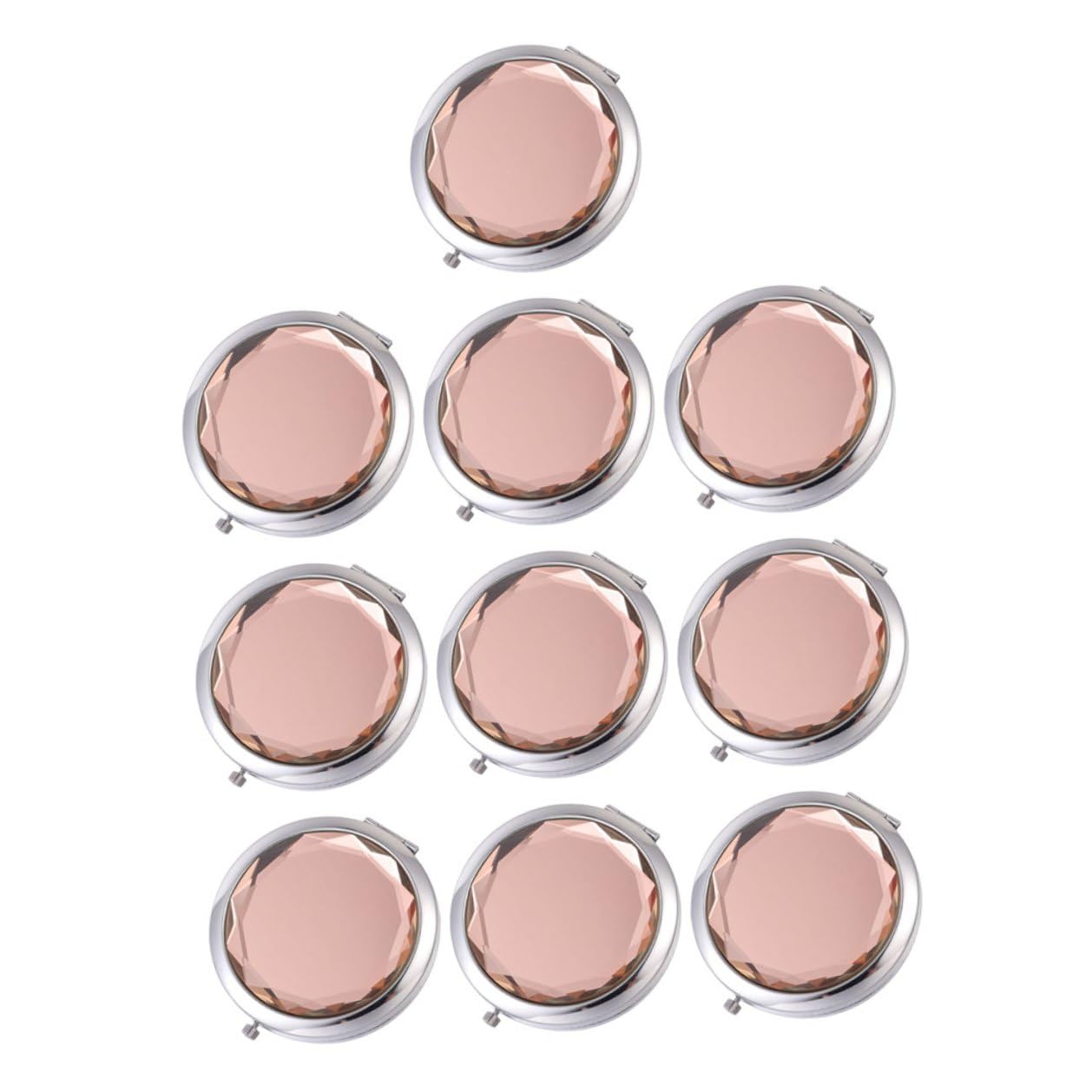 ULTECHNOVO 10 Stück 10 teilig Kompakter Tragbarer Doppelseitiger Kosmetikspiegel in Goldbeige Leicht als Reise Taschen Spiegel für Präzises Make up Unterwegs