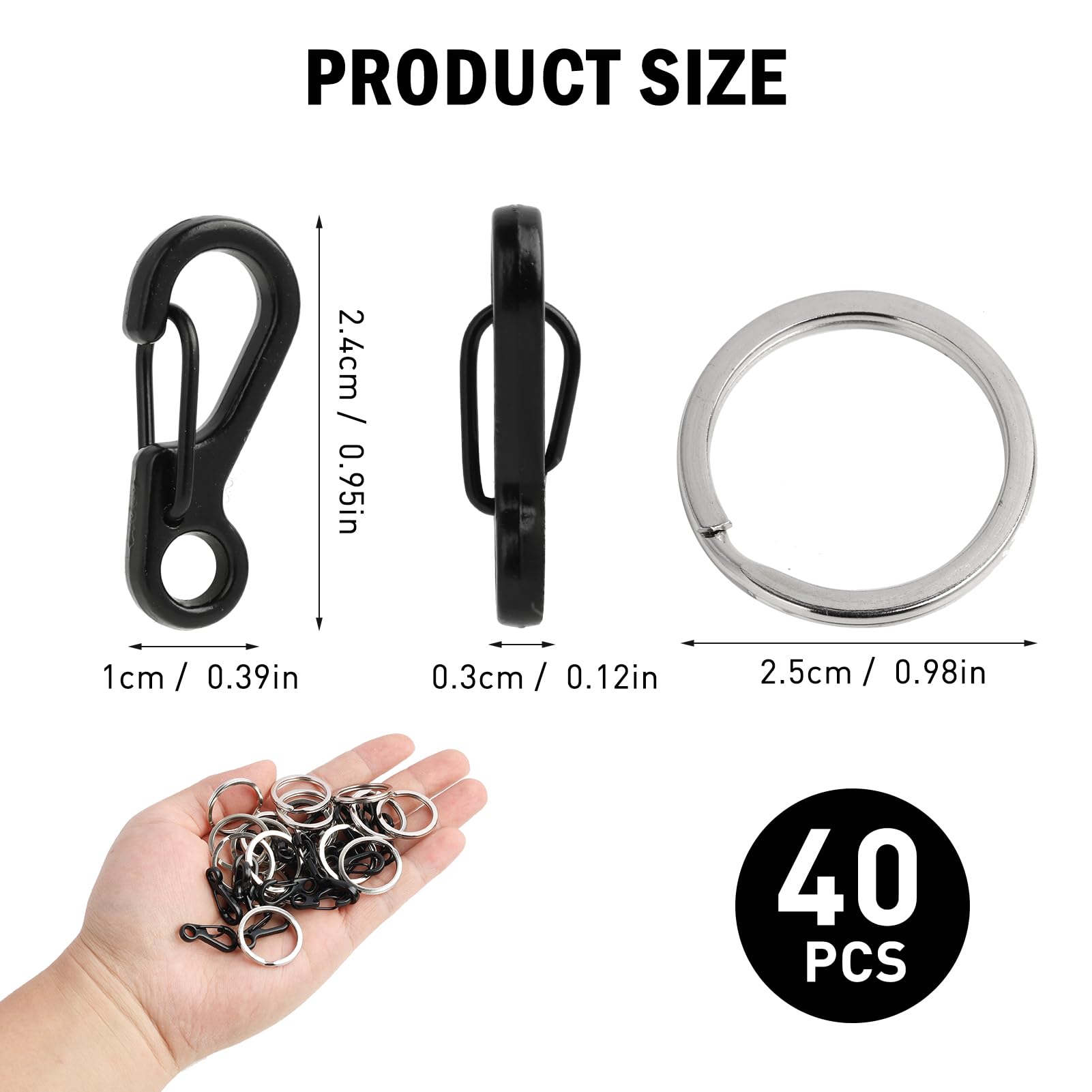 40PCS Mini Clip Mousqueton Mousquetons Petit Mousqueton Porte Clé EDC