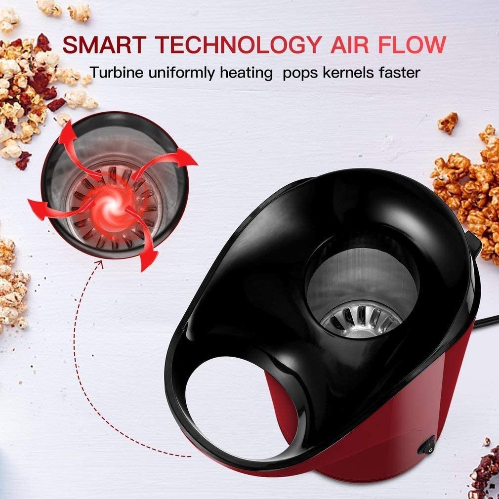 Macchina per Popcorn Macchina per Popcorn ad Aria Calda Uniforme Macchina per Popcorn da 1000 W Scivolo Pop-up Ciotola per Popcorn Senza Olio per Bambini a casa Bambini