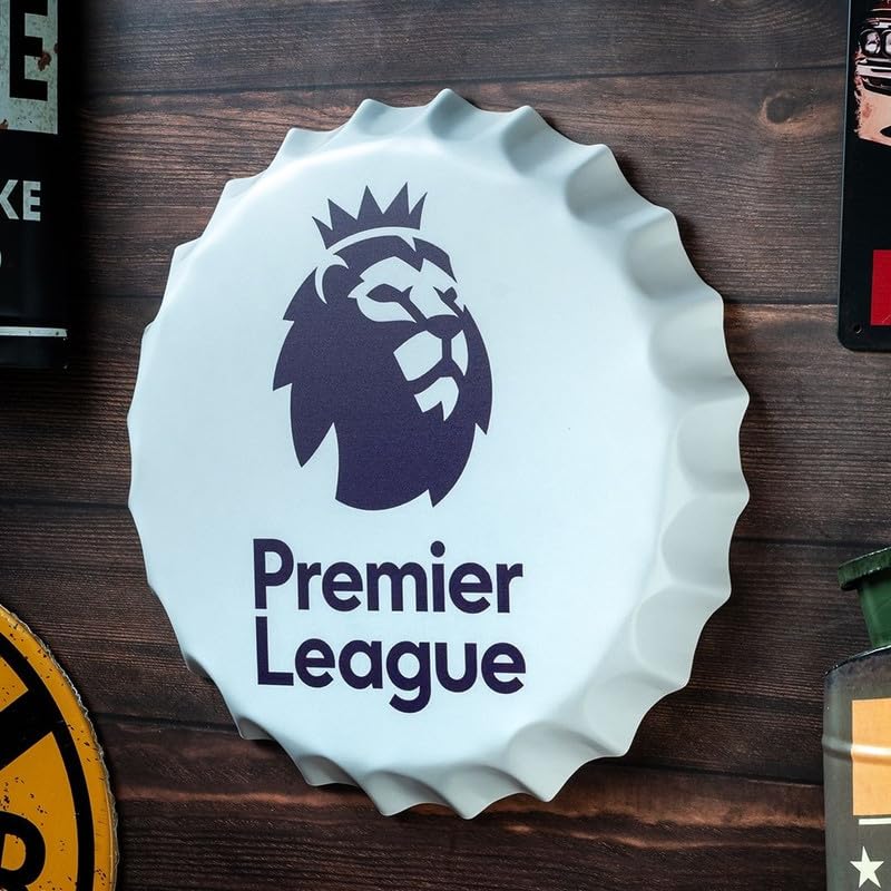 Image of EAZYWAGON Decorative Metal Bottle Caps Wall Sign Plates - 14X14 Inches - Premier League | Metal Wall Hanging Bottle Cap for Home, Farmhouse, Bar & Cafe Decoration | Vintage & Retro Look Plaques