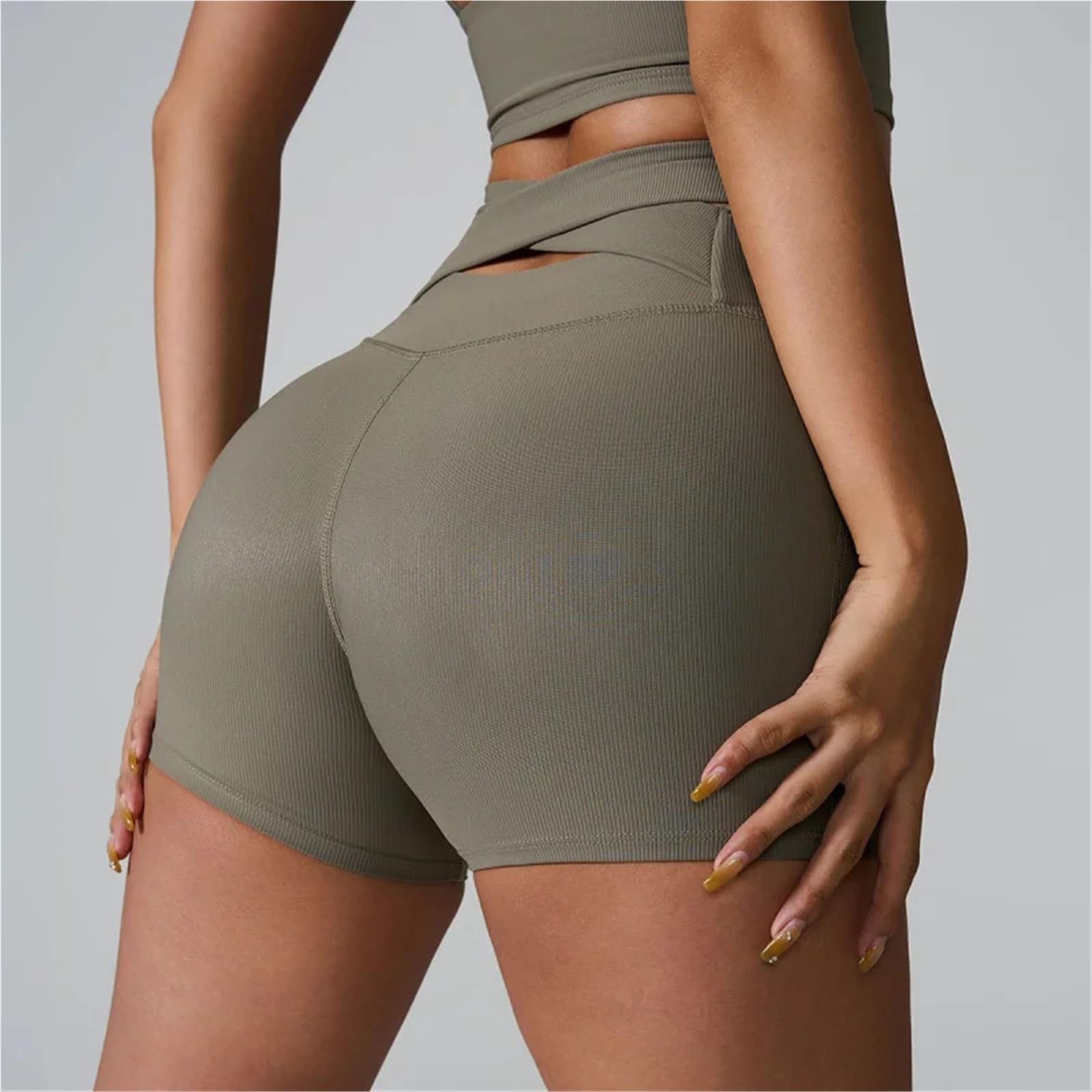 Short De Sport sans Coutures, Croisé dans Le Dos, Taille Haute, Effet Gainant, Pêche, Course À Pied, Séchage Rapide, Fitness, Yoga, Vêtements
