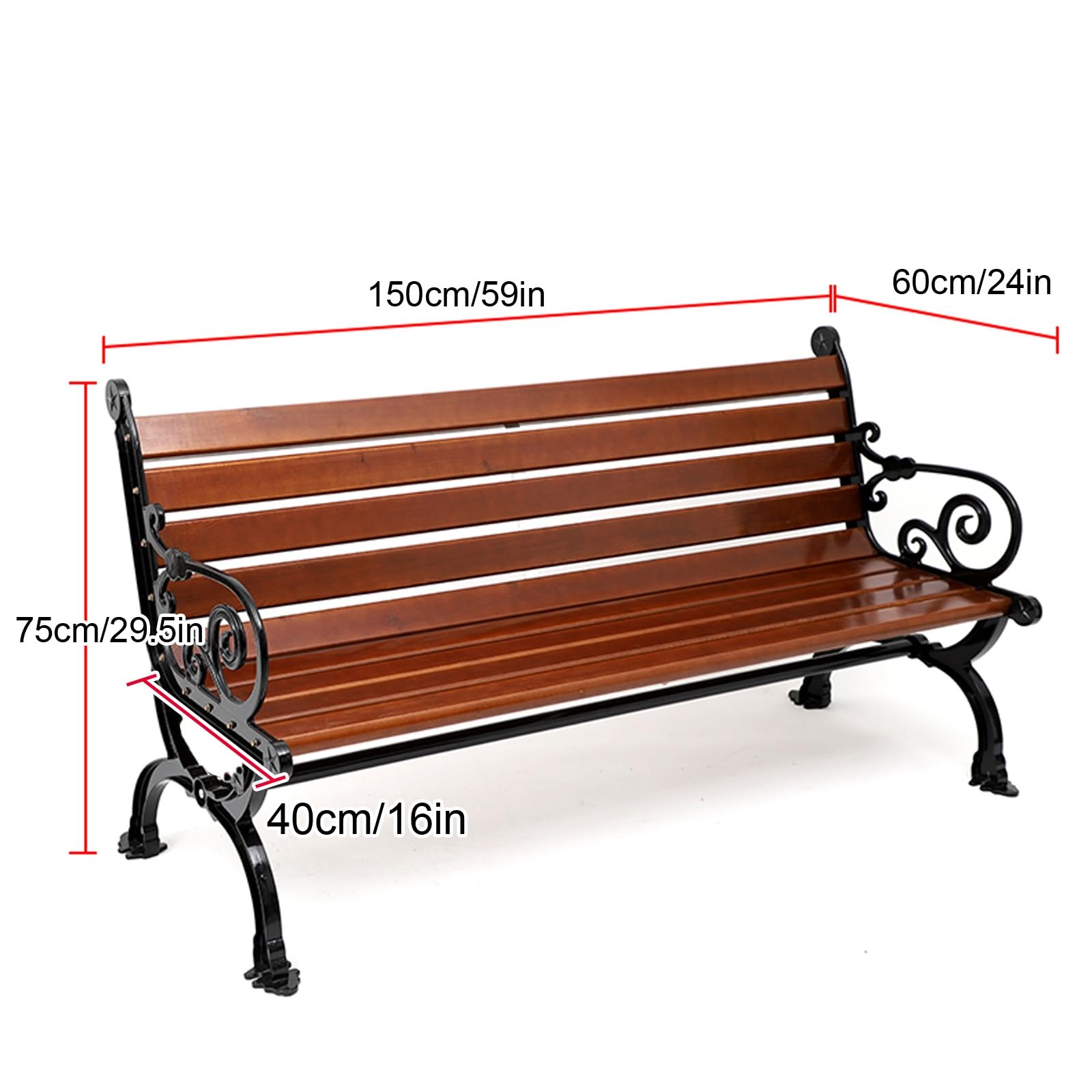 Panca da Esterno in Metallo Resistente alle Intemperie, Panche da Giardino per Esterni per Patio, Prato, Cortile, Balcone, capacità 2-3 Adulti(150cm/59in)