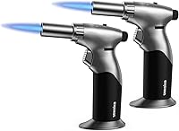 Vista 1 de Sondiko Potente Encendedor Soplete de Butano de Llama de Estilo DUAL 2 Unidades, Llama Ajustable, Soplete Soplador Recargable con Bloqueo de Llama