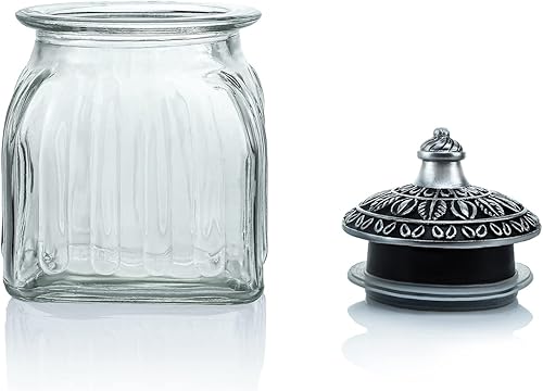 Miniatura 18 de SOCOSY Tarro de cristal transparente vintage para dulces con tapa, tarro de nueces, caja de joyería, tarros de dulces de boda, tarros de bufé