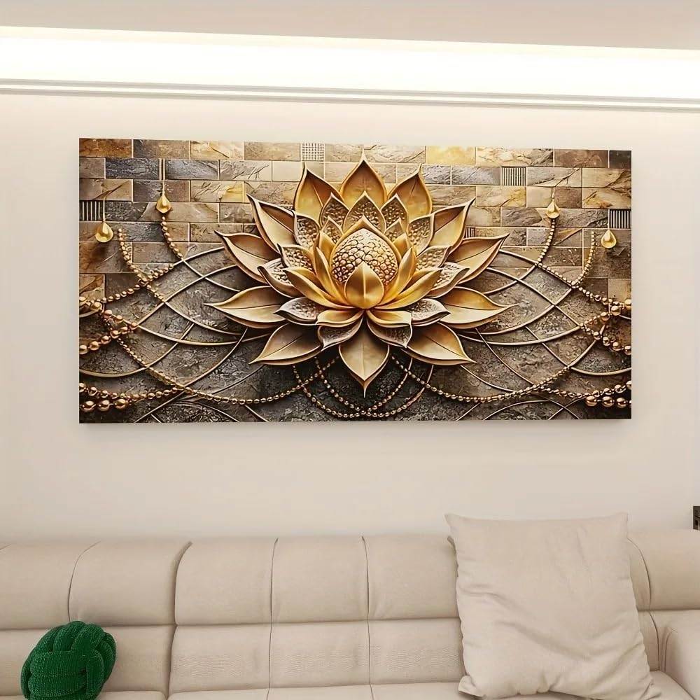 GOSRD Modern Wall Artwork Prints Abstract Black Gold Floral Canvas Art For Interior Decoration Posters Office Home(60X120cm /Frameless)