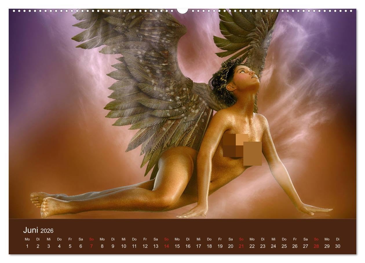 Engel der Verführung - Mythologie als Akt (hochwertiger Premium Wandkalender 2026 DIN A2 quer), Kunstdruck in Hochglanz: Engel mal ganz anders. (CALVENDO Erotik)