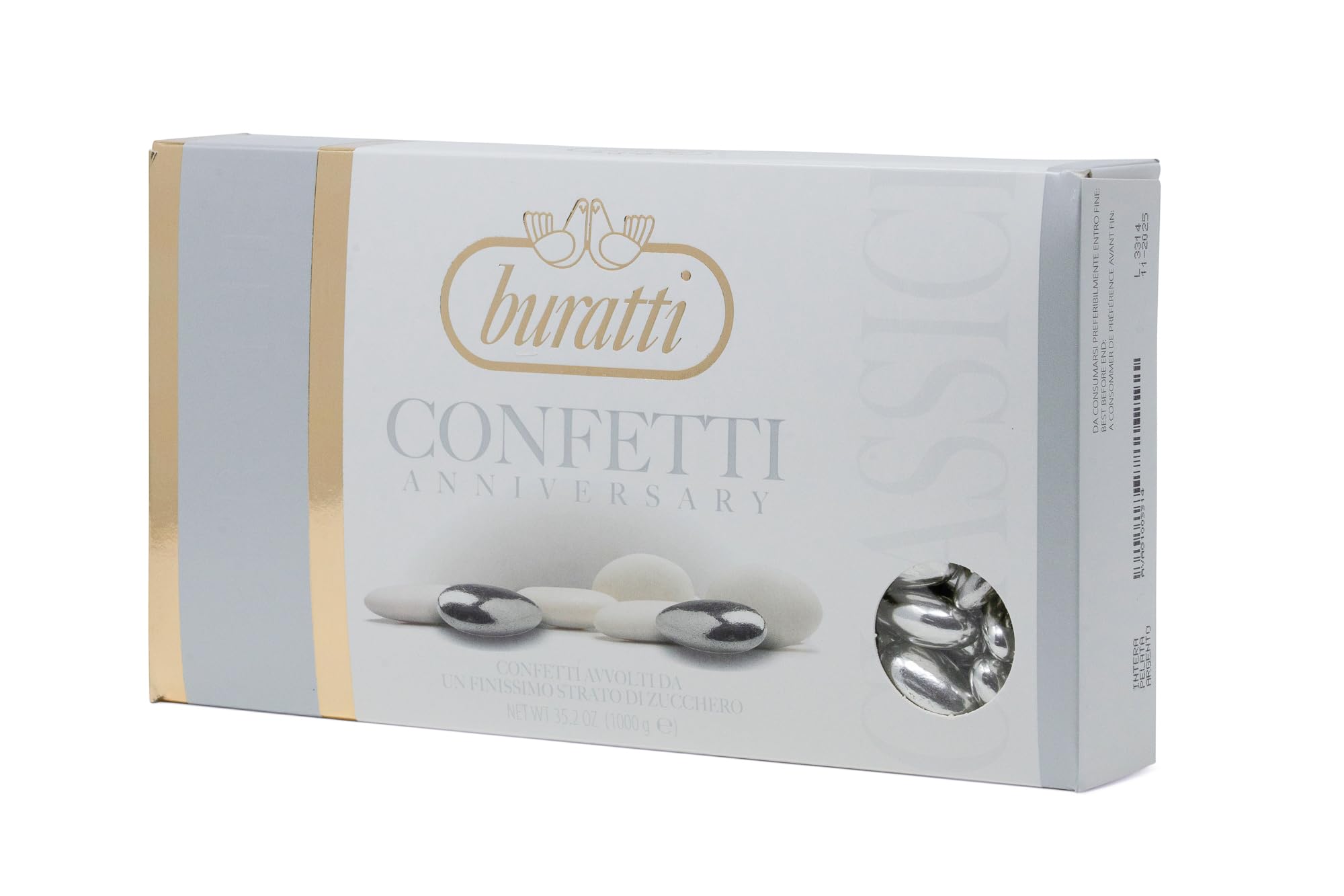 Buratti Confetti Intera Pelata Argento - 1 kg