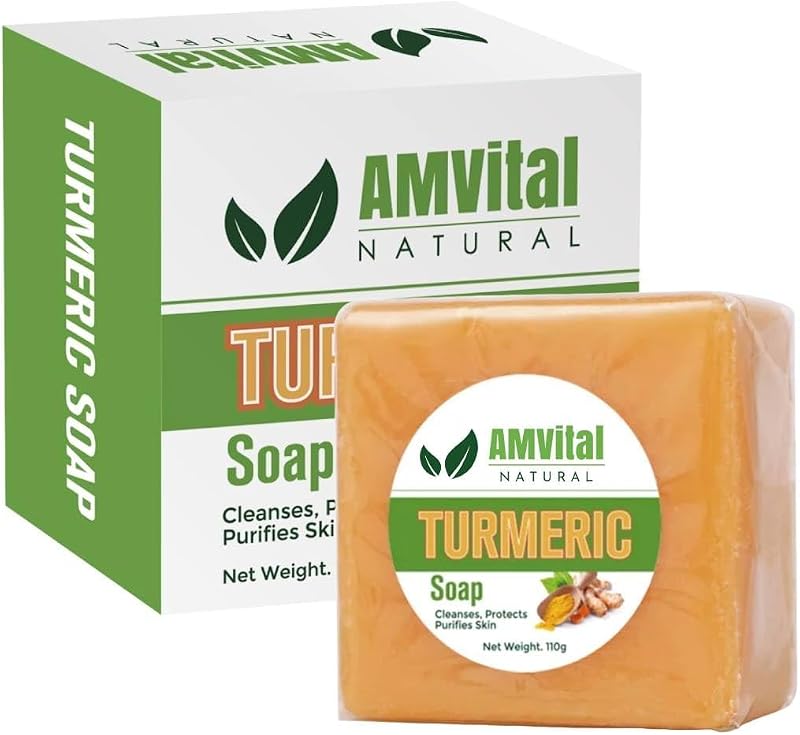 Sabonete em barra de cúrcuma AMVital para rosto e corpo, artesanal