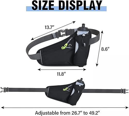 Vista 3 de Riñonera con soporte para botella de agua para hombres y mujeres, correr, senderismo, camping, ciclismo, se adapta a todos los teléfonos