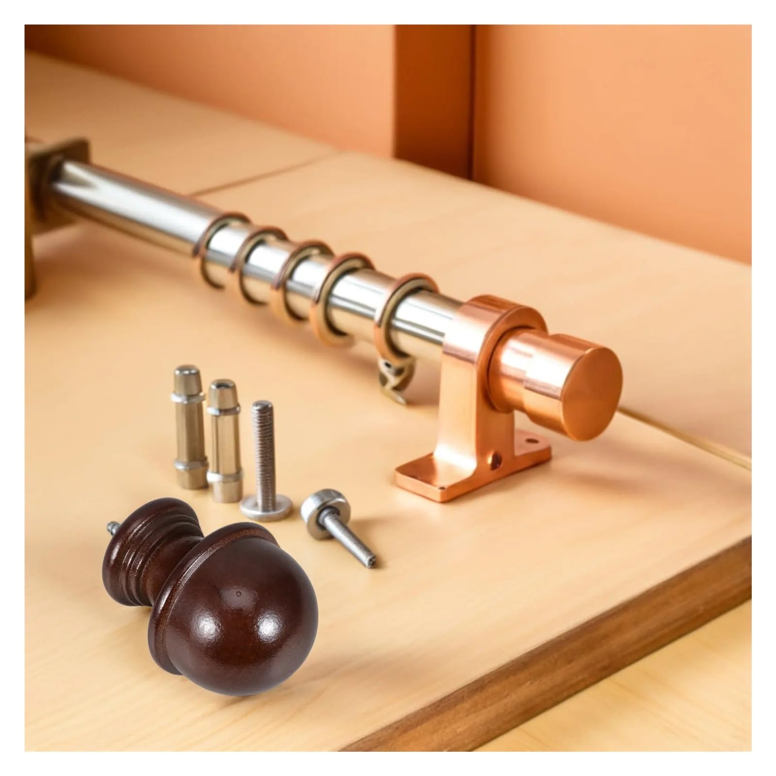 Lot de 6 embouts de tringle à rideaux romains en bois - Capuchons décoratifs ronds - Café solide - 29 mm