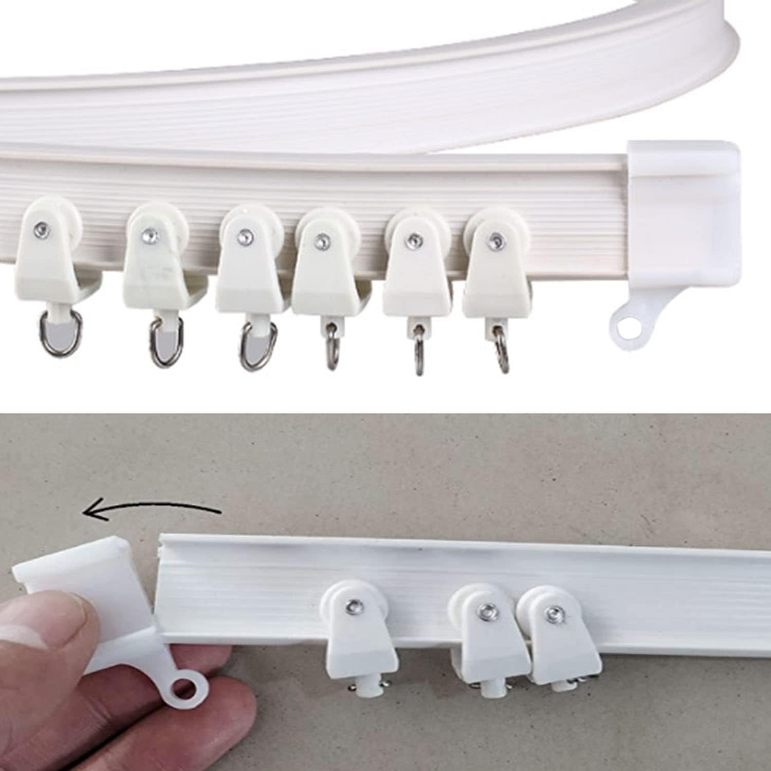 6PCS Flexible Curtain Cap, End caps for Flexible Curtain Track, Bendable Room Divider Track for RV, Shower, Hospital, Window Curtain Hooks and Clips