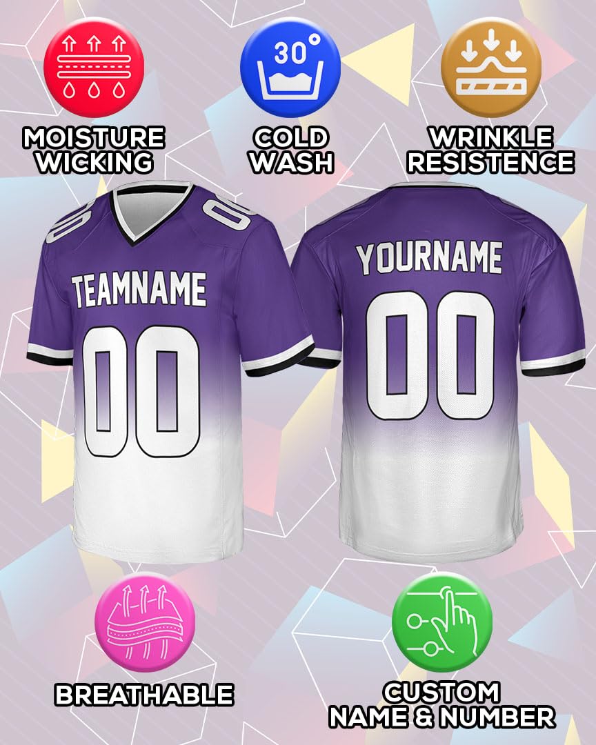 Custom Football Jersey for Men Women – Add Your Team Name Number Logo Personalized Adult Sports Shirt Customized Practice Football Uniform