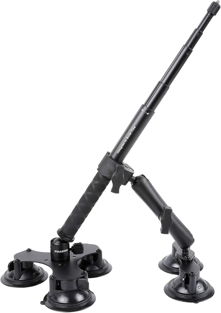 PellKing Insta360 x5, x4, x3, x2, x, One RS용 흡착 자동차 마운트, GoPro Max DJI OSMO 360 카메라 5 in 1 흡착 마운트 키트와 호환 (114cm 셀카봉 포함) — 사진 1