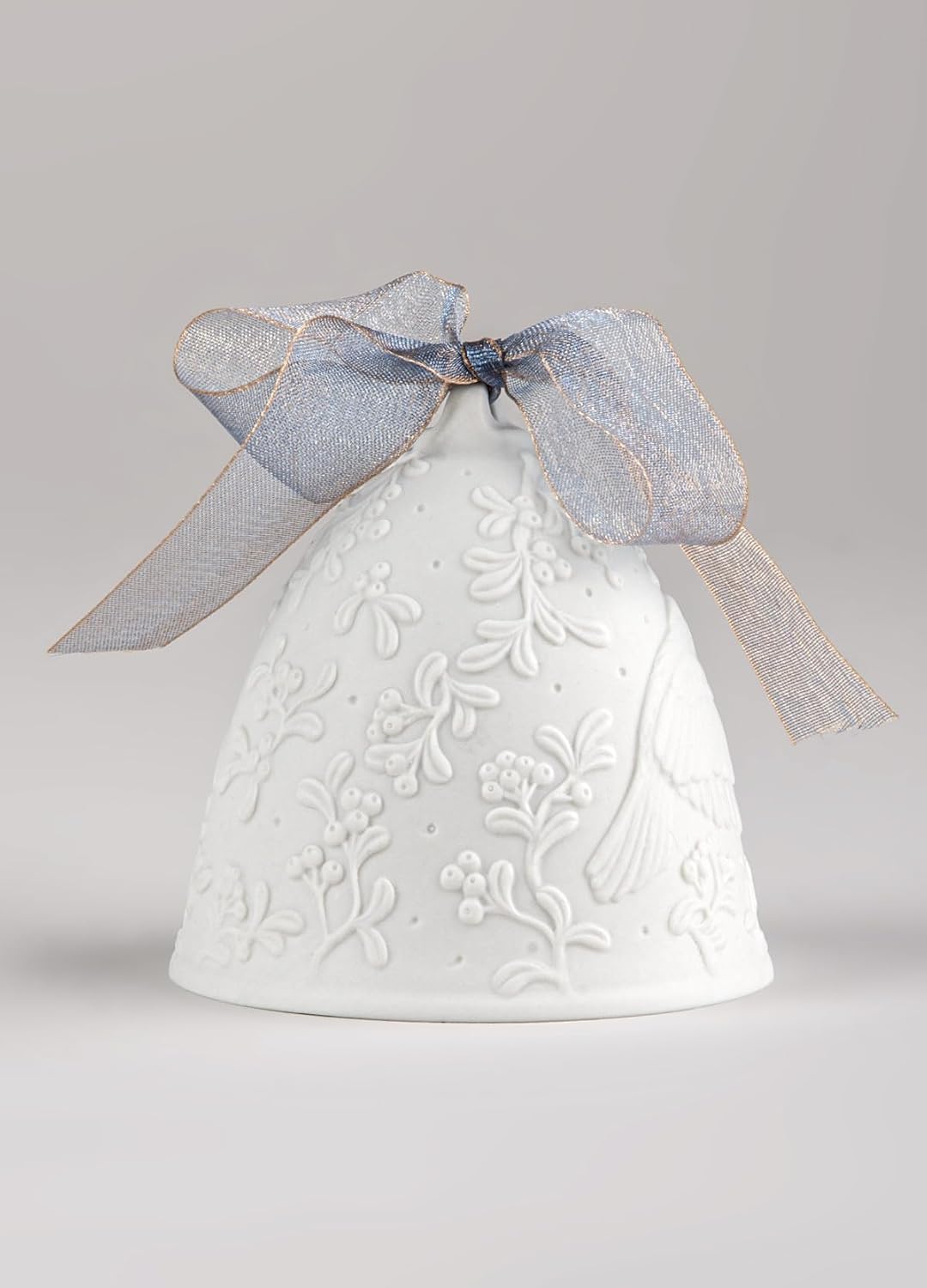 LLADRÓ Christmas Bell Year 2026 Blue. Decorative Ornament in Matte Porcelain with Blue Details. Porcelain Christmas Bell.