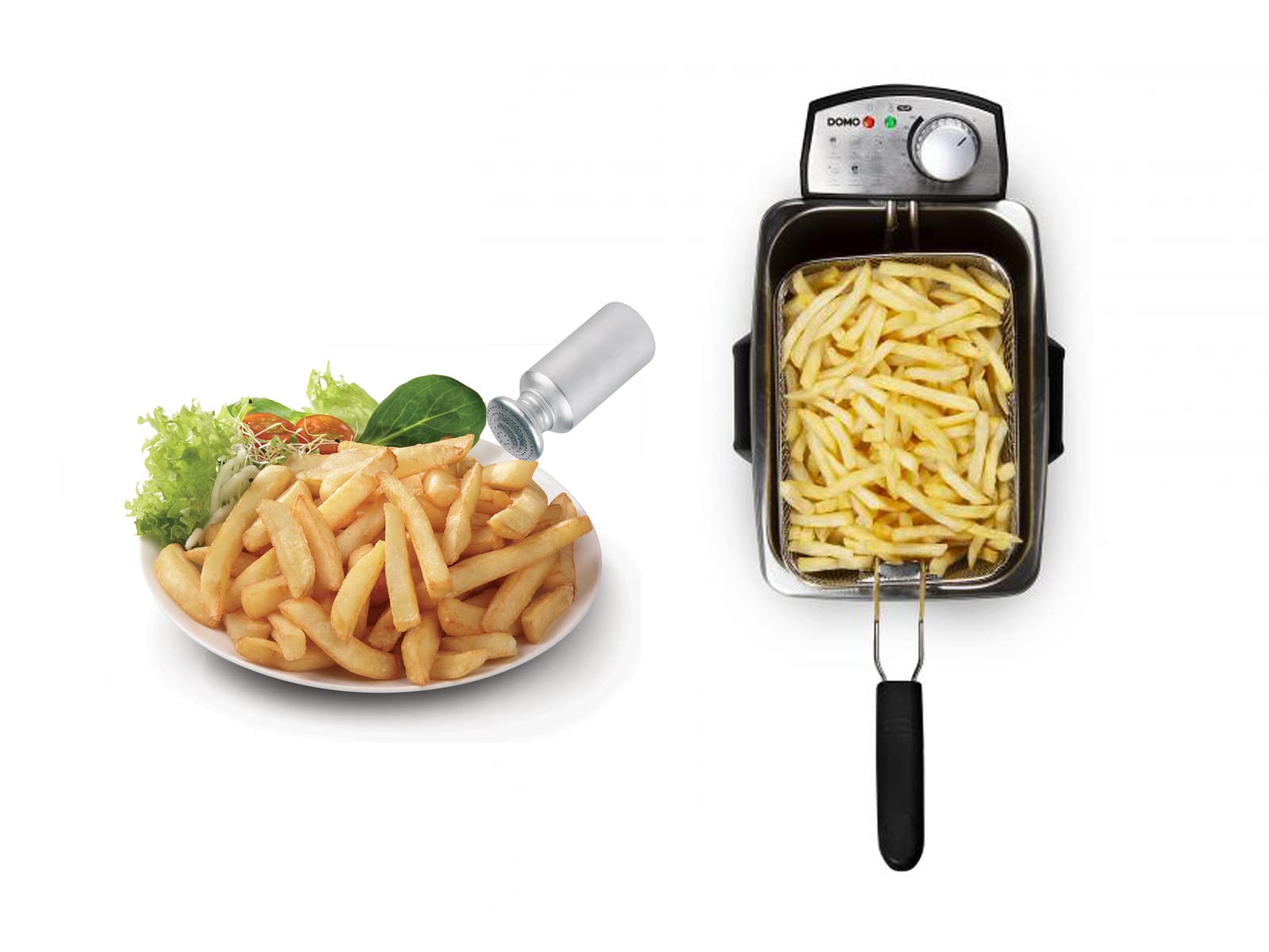 Große Kaltzonen Fritteuse Edelstahl in Schwarz, Sichtdeckel & Filter 3200Watt 4,5Ltr.
