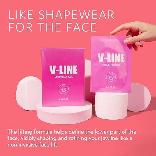 Miniatura 2 de LAPCOS V-Line Mascarilla de contorno (5 unidades) Máscara de barbilla para levantar, tensar la piel Define la línea de la mandíbula Con colágeno