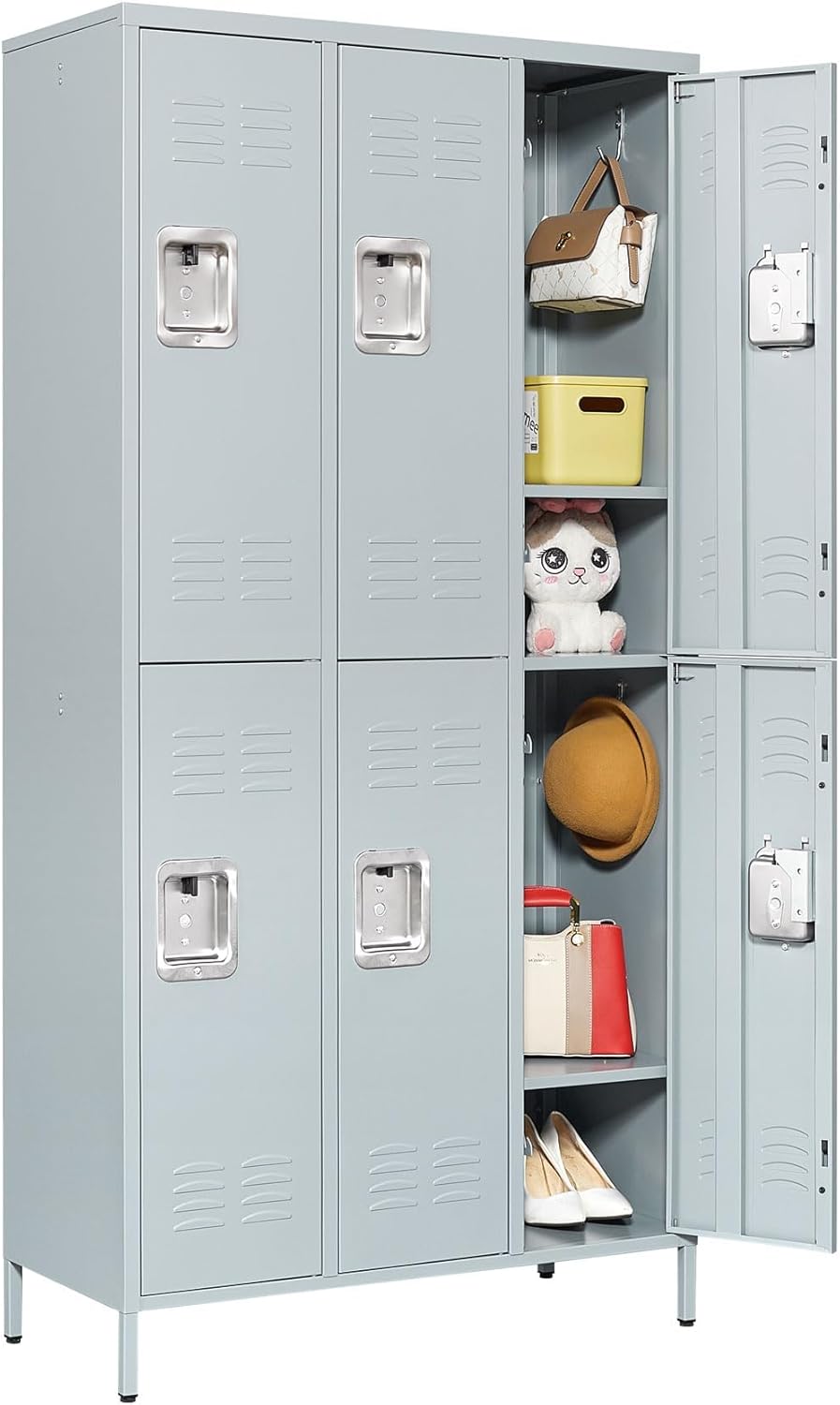 NODHM Metal Lockers, 6 Door 72" x 36" x 16" Storage Locker Units, Steel