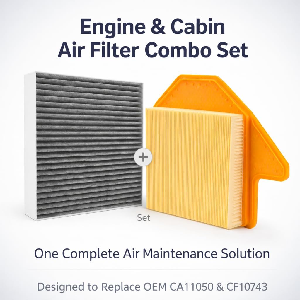Engine and Cabin Air Filter Combo for Chrysler Town & Country 2011-2016, for Dodge Grand Caravan 2011-2020, for Ram C/V 2012-2015, for VW Routan 2011-2014 V6 3.6L | Replaces 4861737AA, 68042866AB