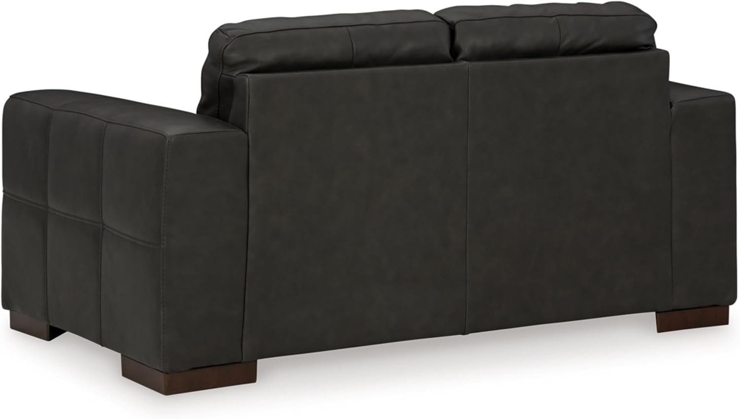 BOWERY HILL Corner-Blocked Frame Loveseat with Exposed Feet, Faux Wood Finish, 70" W x 41" D x 35" H, Leather Match Upholstered, Tufted Cushions, Contemporary Style for Living Room Seating