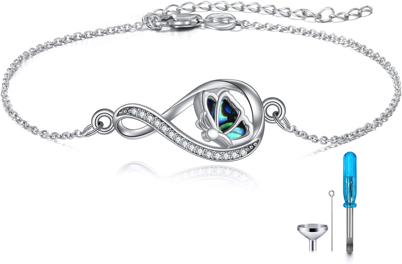 MONGAS Butterfly/Turtle Urn Bracelet for Ashes for Women Sterling Silver Infinity Butterfly Cremation Jewelry for Women