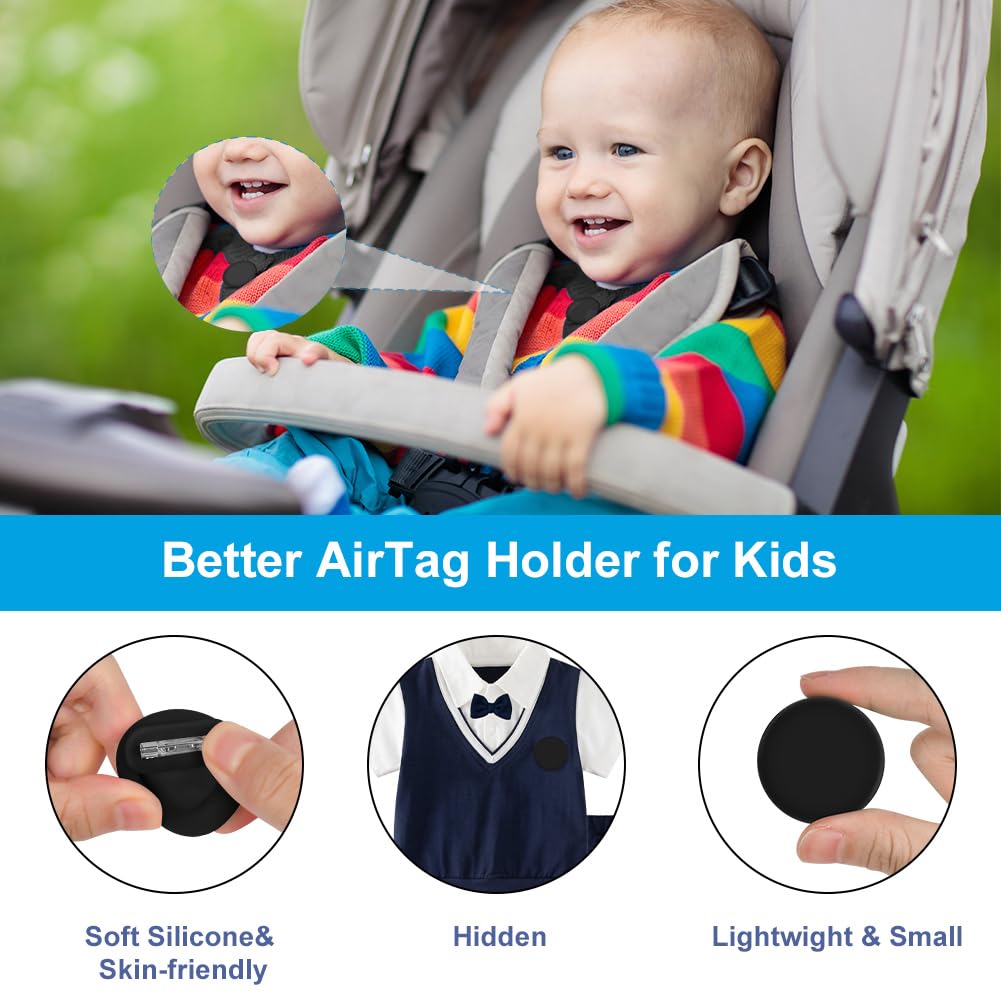 AXFEE 2PCS Hidden Air-Tag Case for Kids Air-tag Holder with Safety Pins, Anti-Removal Sicoilne Case - Image 3