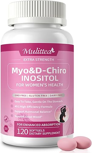 Mulittea Suplemento liposomal de mio-inositol y D-Chiro inositol para mujeres, proporción 40:1 más omega-3, equilibrio hormonal, apoyo ovárico