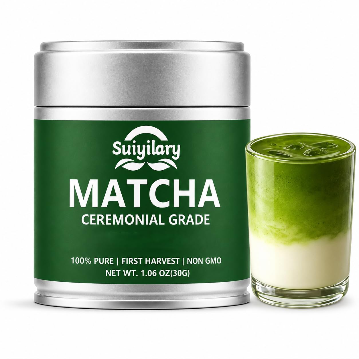 Suiyilary Matcha em pó cerimonial, chá verde matcha puro, 30 g