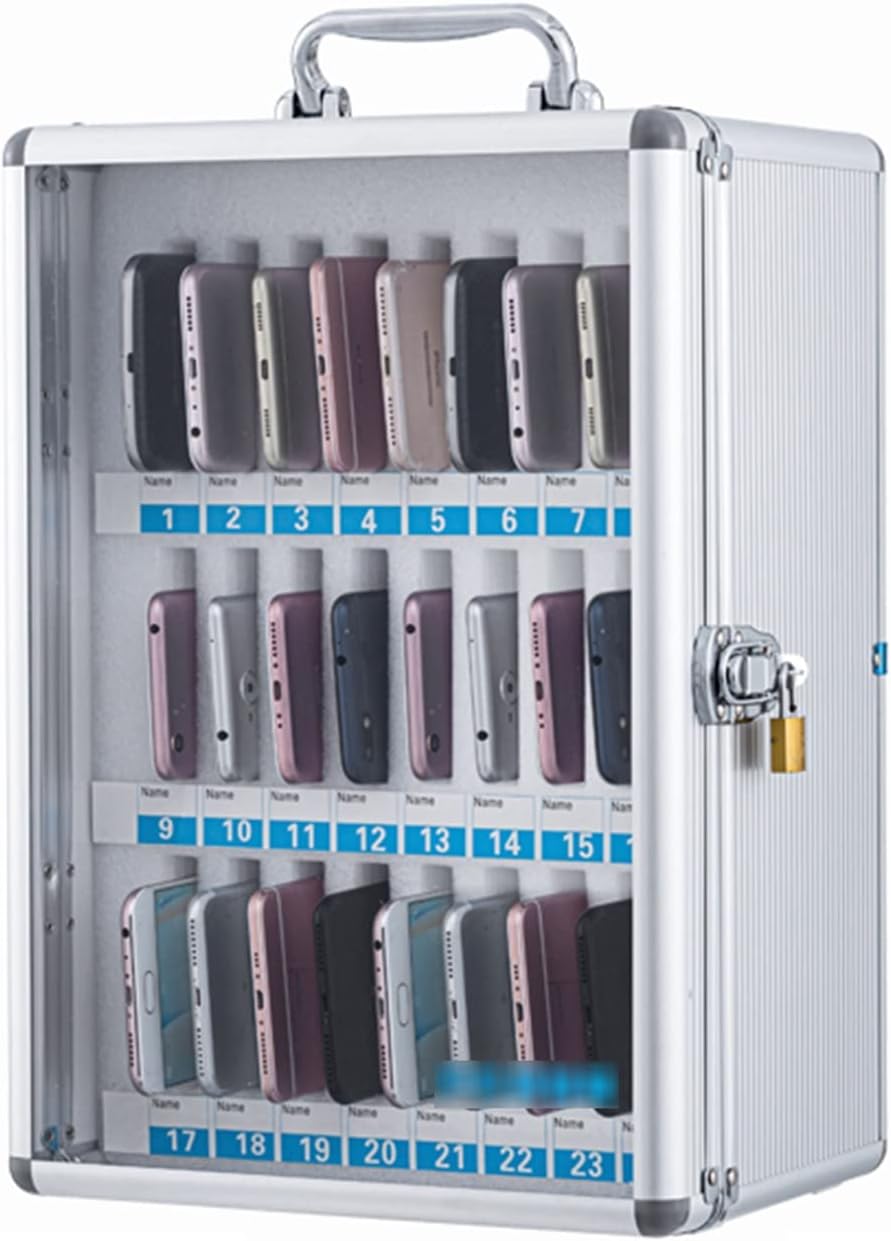 Mobile Phone Storage Cabinet - Secure Cell Phone Locker Box for Classroom & Conference Use, Durable Management Solution in Silver, Perfect for Factories & Offices