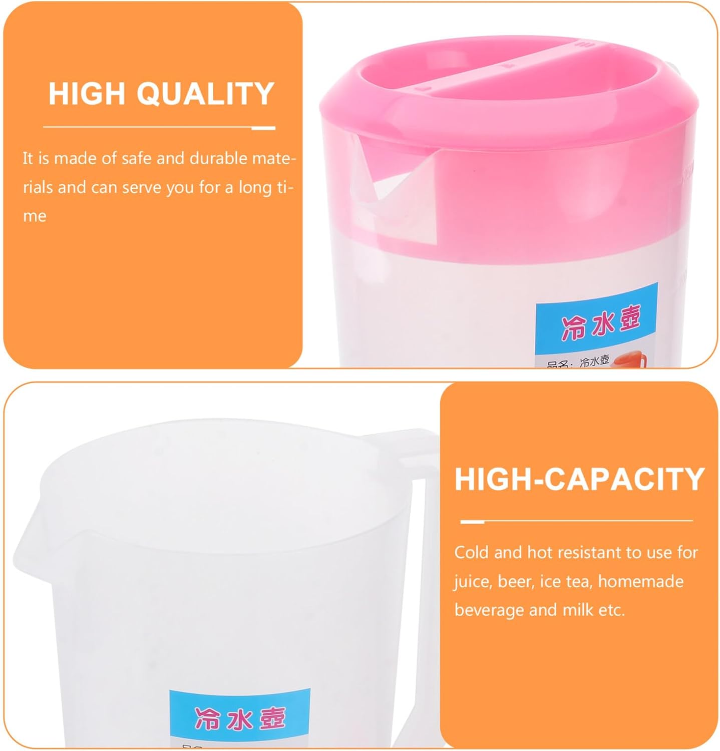 Hemoton Plastic Cold Water Kettle with Lid 81 Oz Large Measuring Pitcher Heat Resistant Beverage Jug for Iced Tea Juice and Homemade Drinks