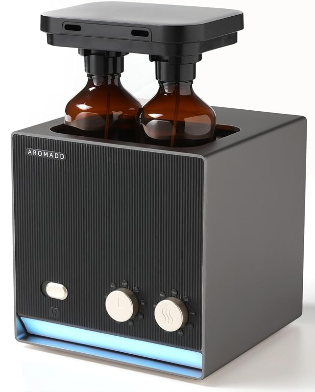Difusor de aceite esencial sin agua de doble aroma inteligente, máquina de aire aromático Cold Air Tech para 2000 pies cuadrados, 2 × 200 ml Difusor de colección de hotel para el hogar y la oficina (titanio negro, dos aromas) | Difusor de aire frío de doble boquilla con 8 temporizadores, 9 niveles de aroma, difusor de colección de hotel para el hogar y la oficina, titanio negro