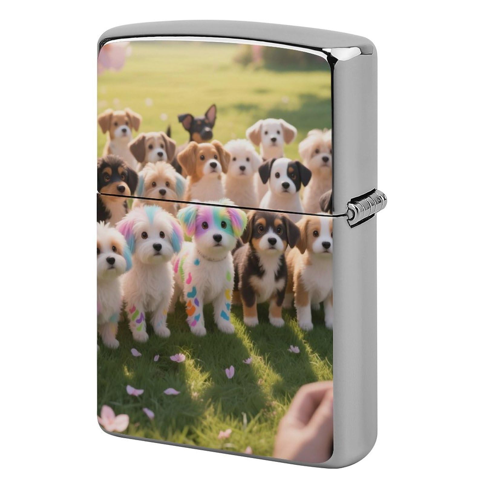 Colorful Dogs Lighter Case Cover Vintage Metal Lighter Sleeve Reusable Lighter Protective Cover Decorative Lighter Holder Birthday Gifts for Men Women