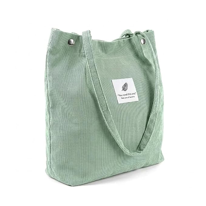 PALAY® Hand Bags Corduroy Tote Bags For Women Large Capacity Shoulder Bag with Inner Pocket for School Work Shopping Travel Daily Use Grocery Casual